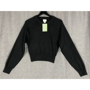 H&M Small Crewneck Sweater Black Y2k Relaxed Goth Alternative Dark NWT